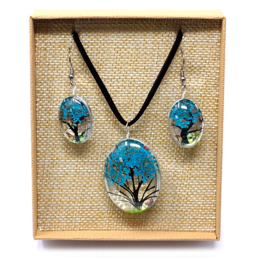 Tree of Life Pressed Flower Art Set - Teal | #product_category# - OneRoofGifts