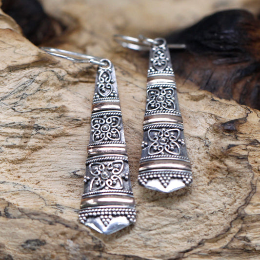 Silver and Gold Tribal Drop Earrings | #product_category# - OneRoofGifts