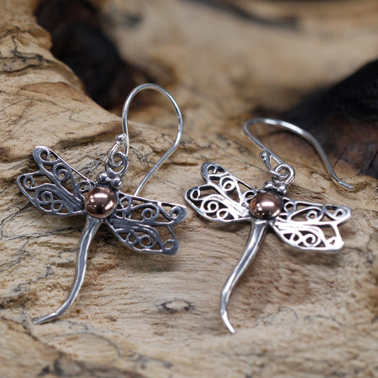 Elegant Dragonfly Earrings in Silver and Gold – premium #product_category# at oneroofgifts. The perfect luxury gift with UK delivery.