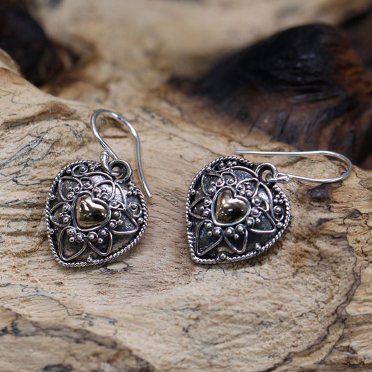 Mandala Hearts Earrings in Silver and Gold | #product_category# - OneRoofGifts