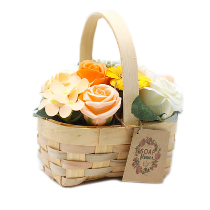 Medium Floral Bouquet with Orange Flowers in Wicker Basket | #product_category# - OneRoofGifts