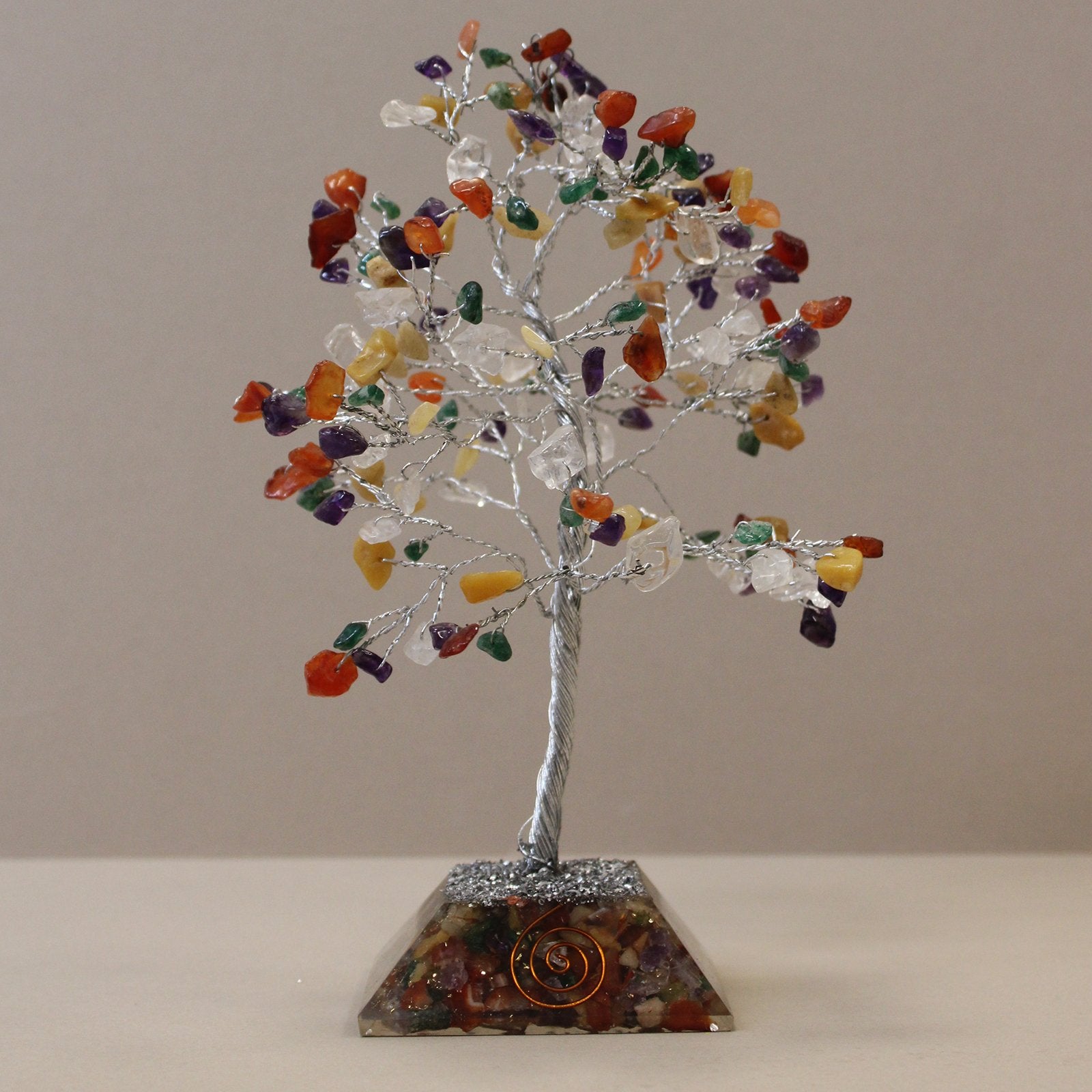 160 - Stone Multicolor Gemstone Tree with Orgone Base | #product_category# - OneRoofGifts