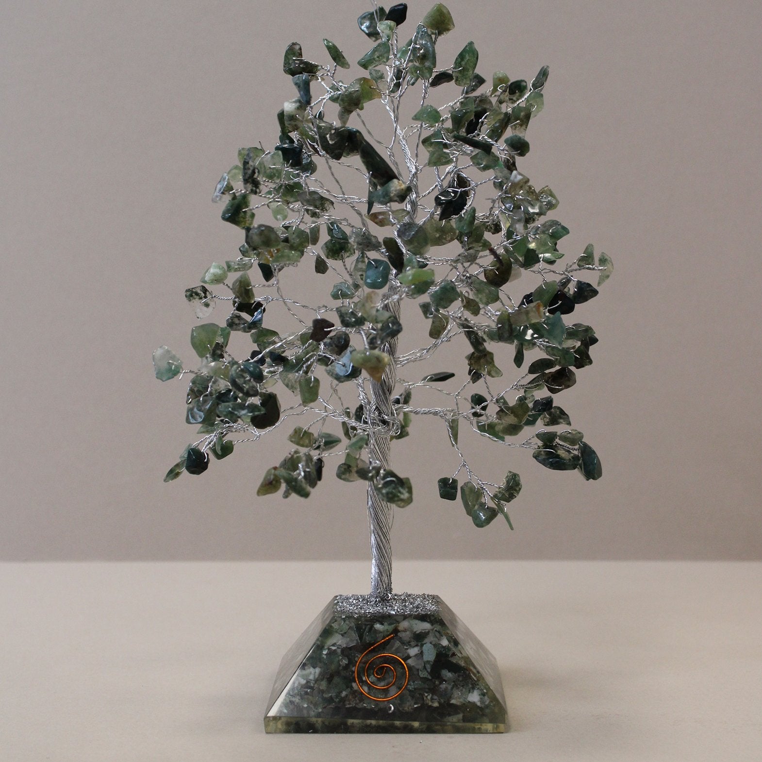320 Moss Agate Stone Gemstone Tree with Orgonite Base | #product_category# - OneRoofGifts