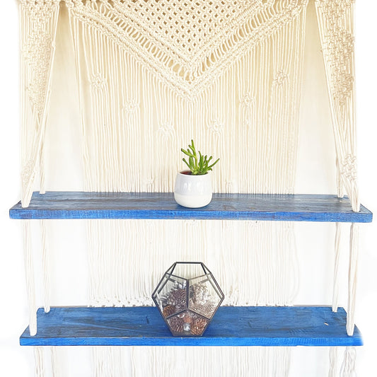 Blue Natural Macrame Hanging Shelves | #product_category# - OneRoofGifts