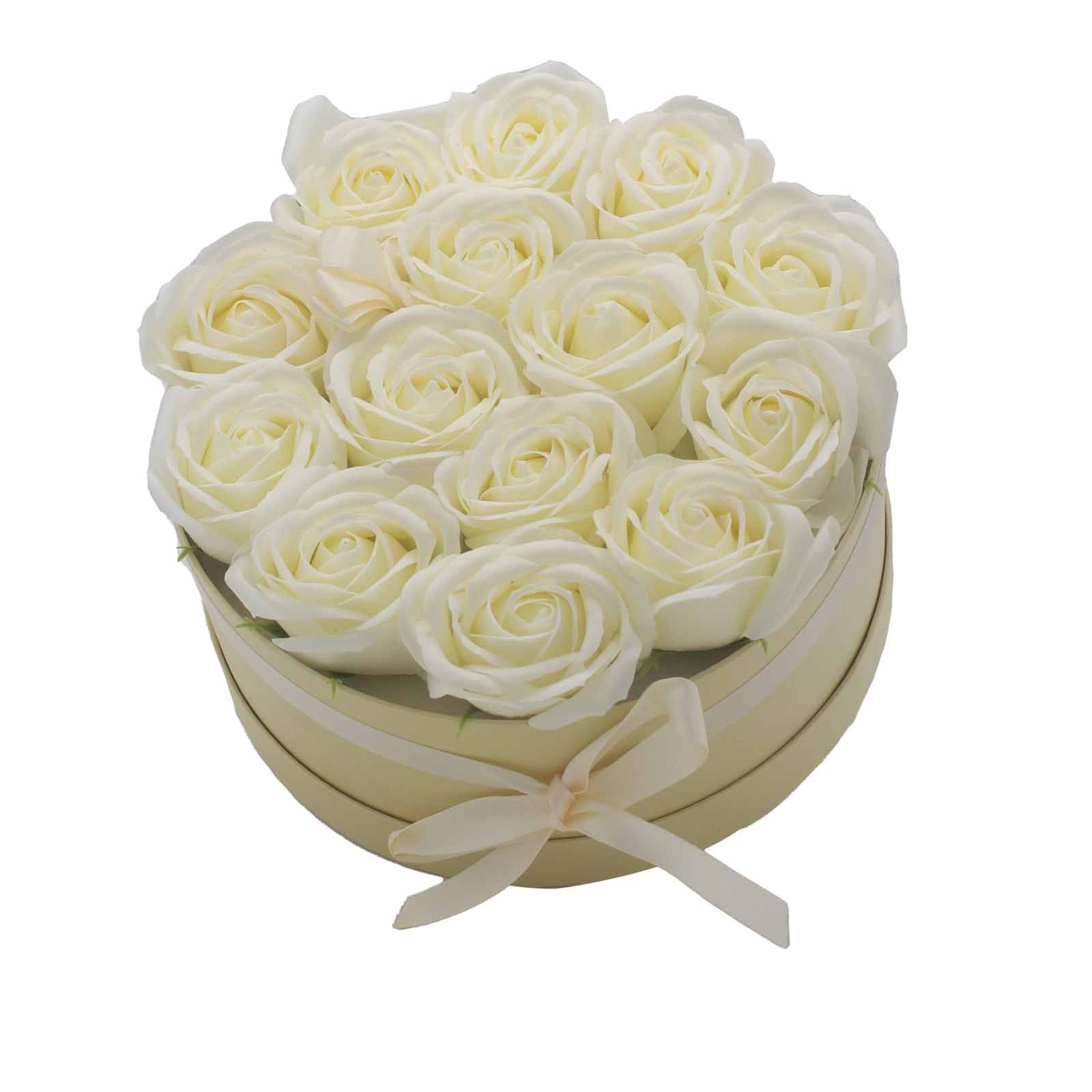 13 Cream Roses Soap Flower Bouquet - Round | #product_category# - OneRoofGifts
