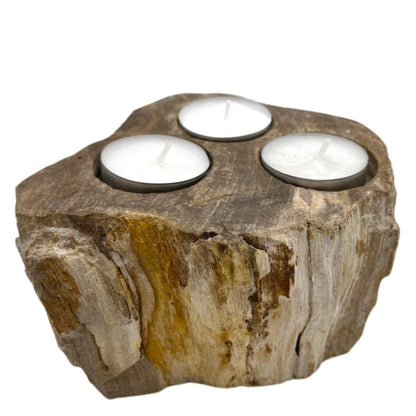 Triple Candle Holder Petrified Wood | #product_category# - OneRoofGifts
