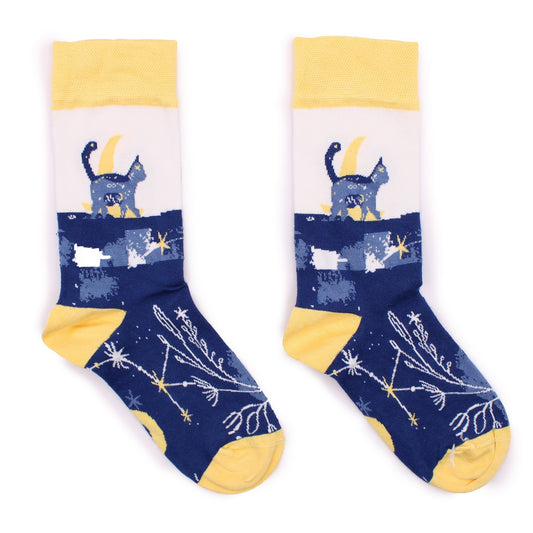 M/L Hop Hare Midnight Cat Bamboo Socks | #product_category# - OneRoofGifts