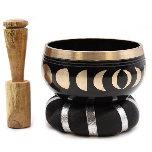 10.7 cm Moon Phase Singing Bowl Set - Black | #product_category# - OneRoofGifts