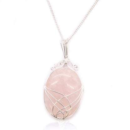 Rose Quartz Gemstone Necklace, Swirl - Wrapped | #product_category# - OneRoofGifts