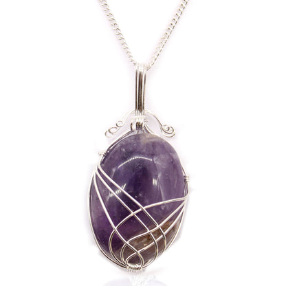 Amethyst Gemstone Necklace, Swirl Wrapped | #product_category# - OneRoofGifts