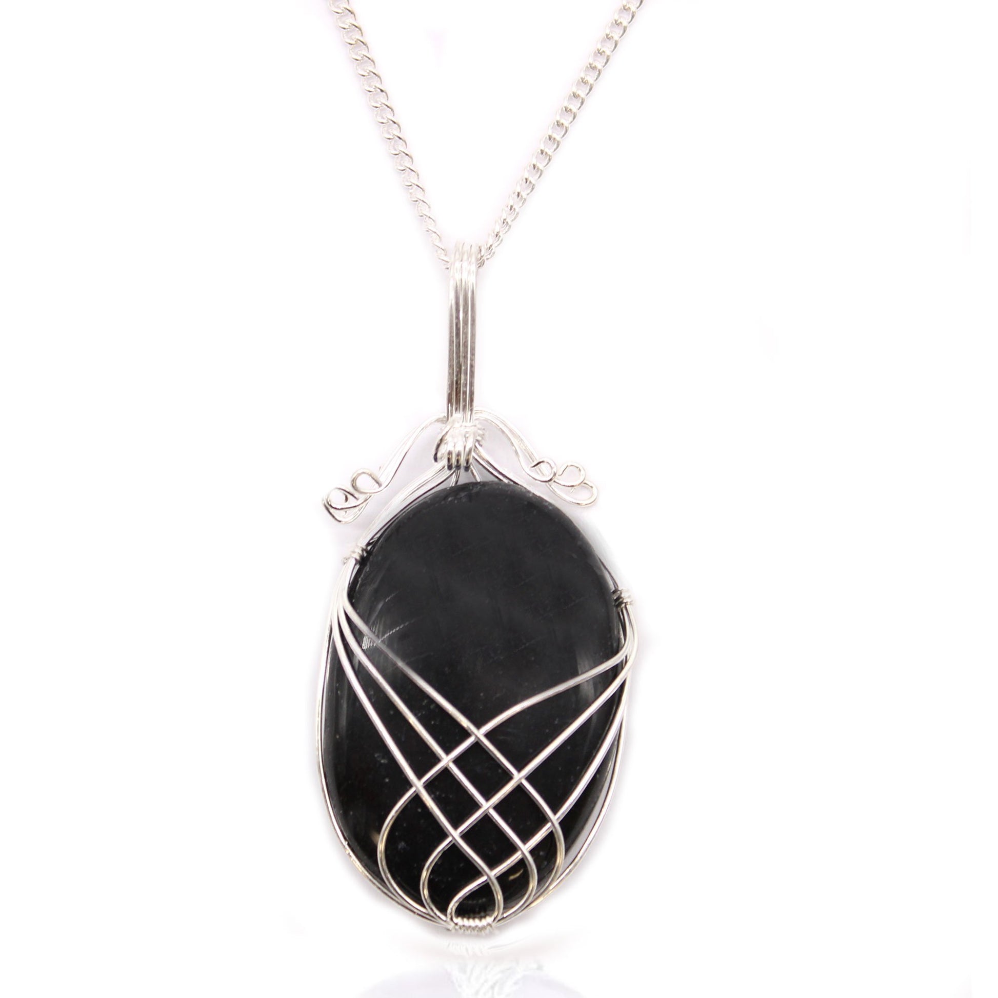Black Onyx Gemstone Necklace, Swirl Wrapped | #product_category# - OneRoofGifts