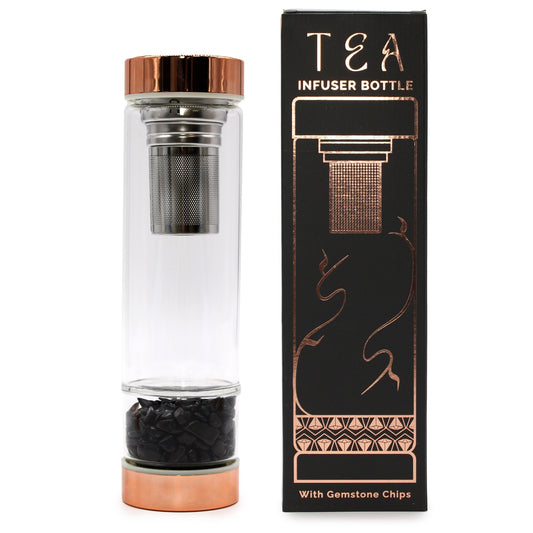 Rose Gold and Onyx Crystal Glass Tea Infuser Bottle | #product_category# - OneRoofGifts