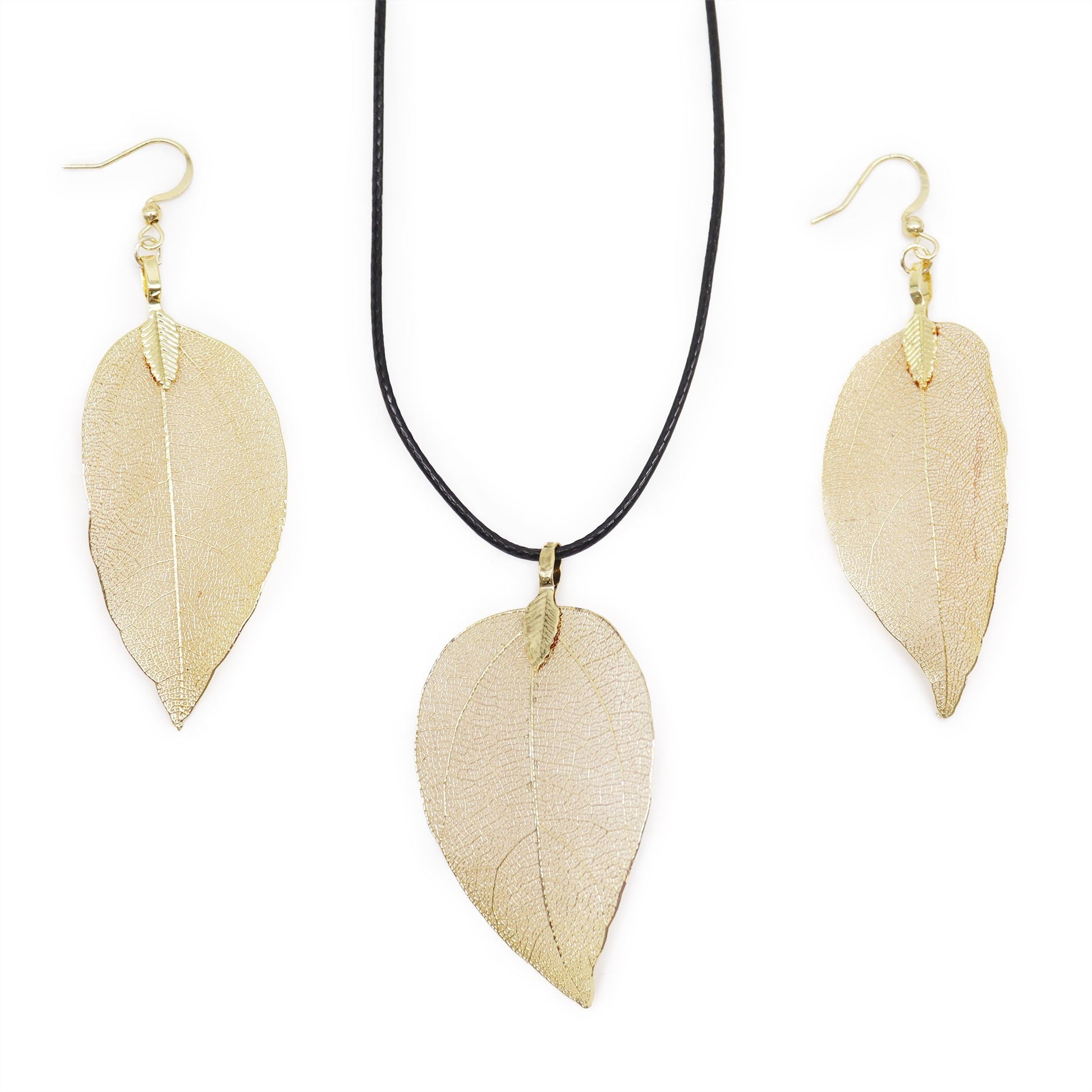 Gold Leaf Bravery Necklace and Earring Set | #product_category# - OneRoofGifts