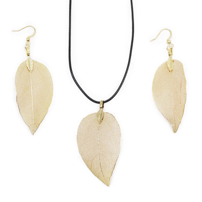 Gold Leaf Bravery Necklace and Earring Set | #product_category# - OneRoofGifts