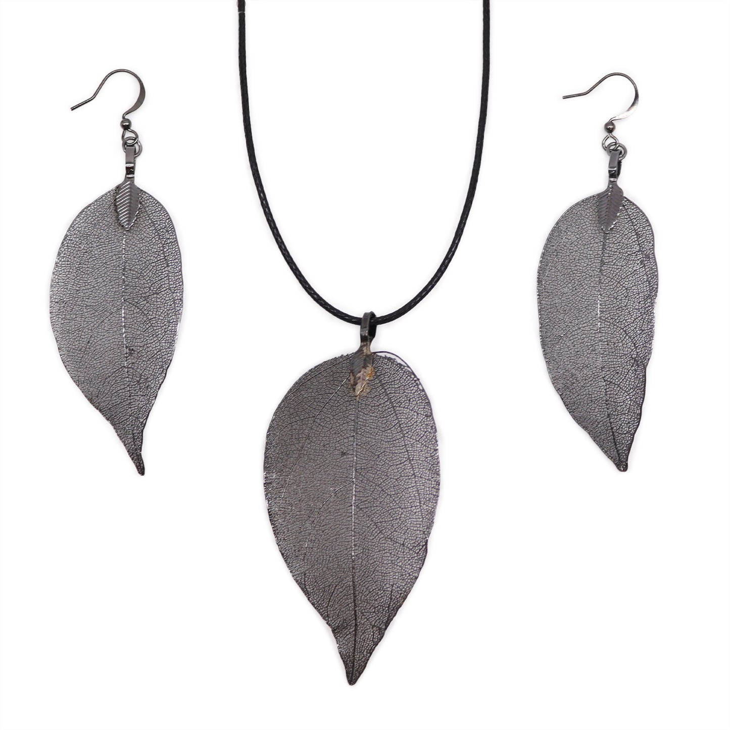 Pewter Necklace and Earring Set - Bravery Leaf Design | #product_category# - OneRoofGifts