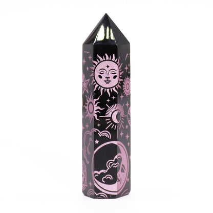 Mystic Rose Pink Black Obsidian Obelisk | #product_category# - OneRoofGifts