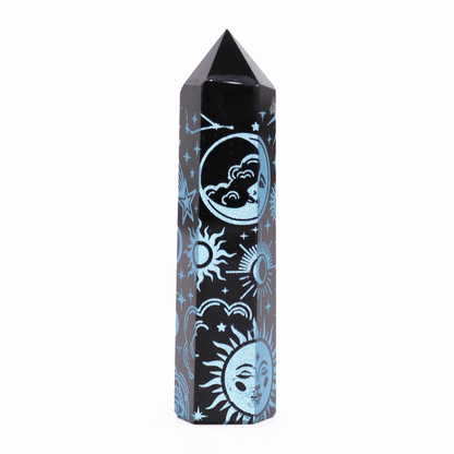 Sky Blue Black Obsidian Obelisk