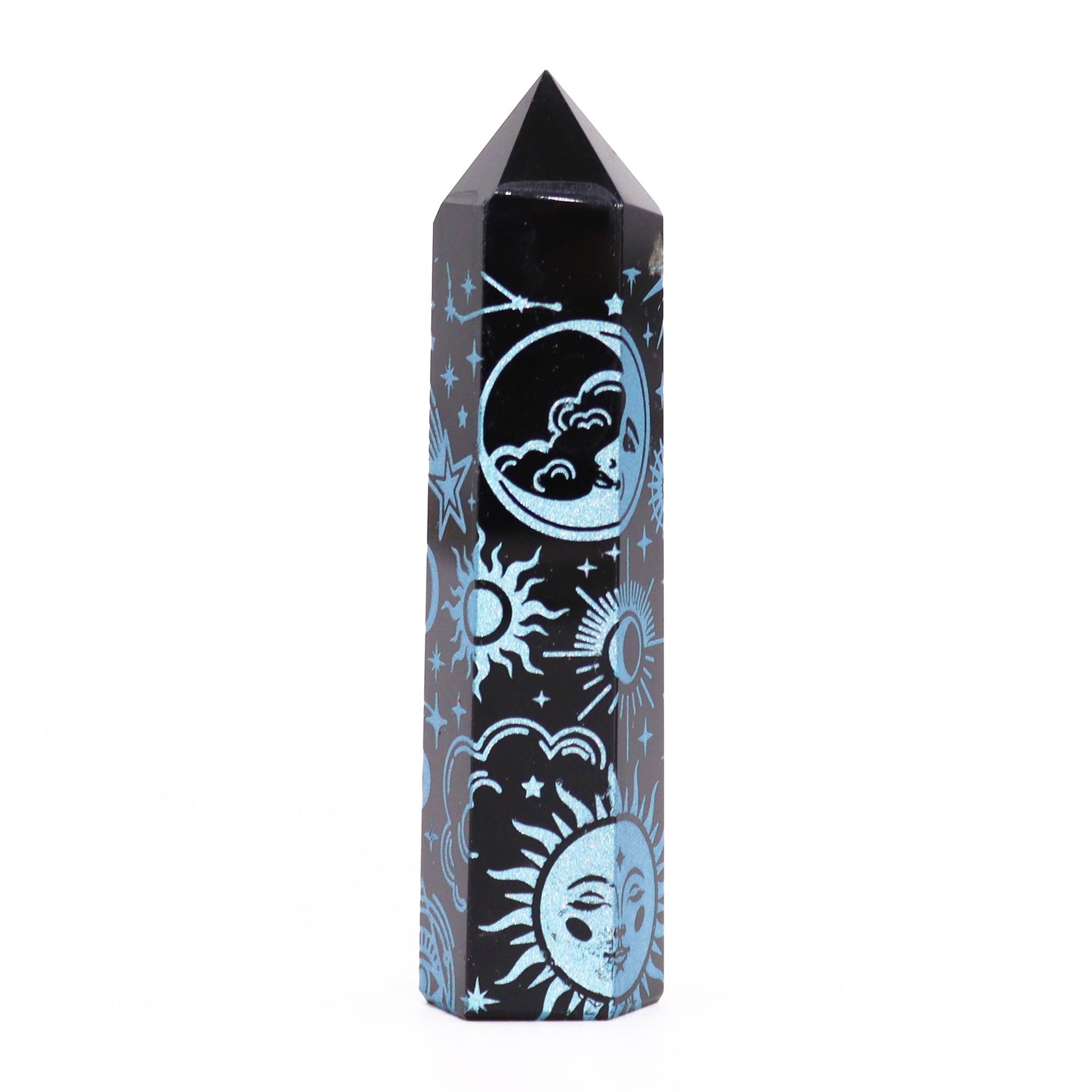 Sky Blue Black Obsidian Obelisk | #product_category# - OneRoofGifts