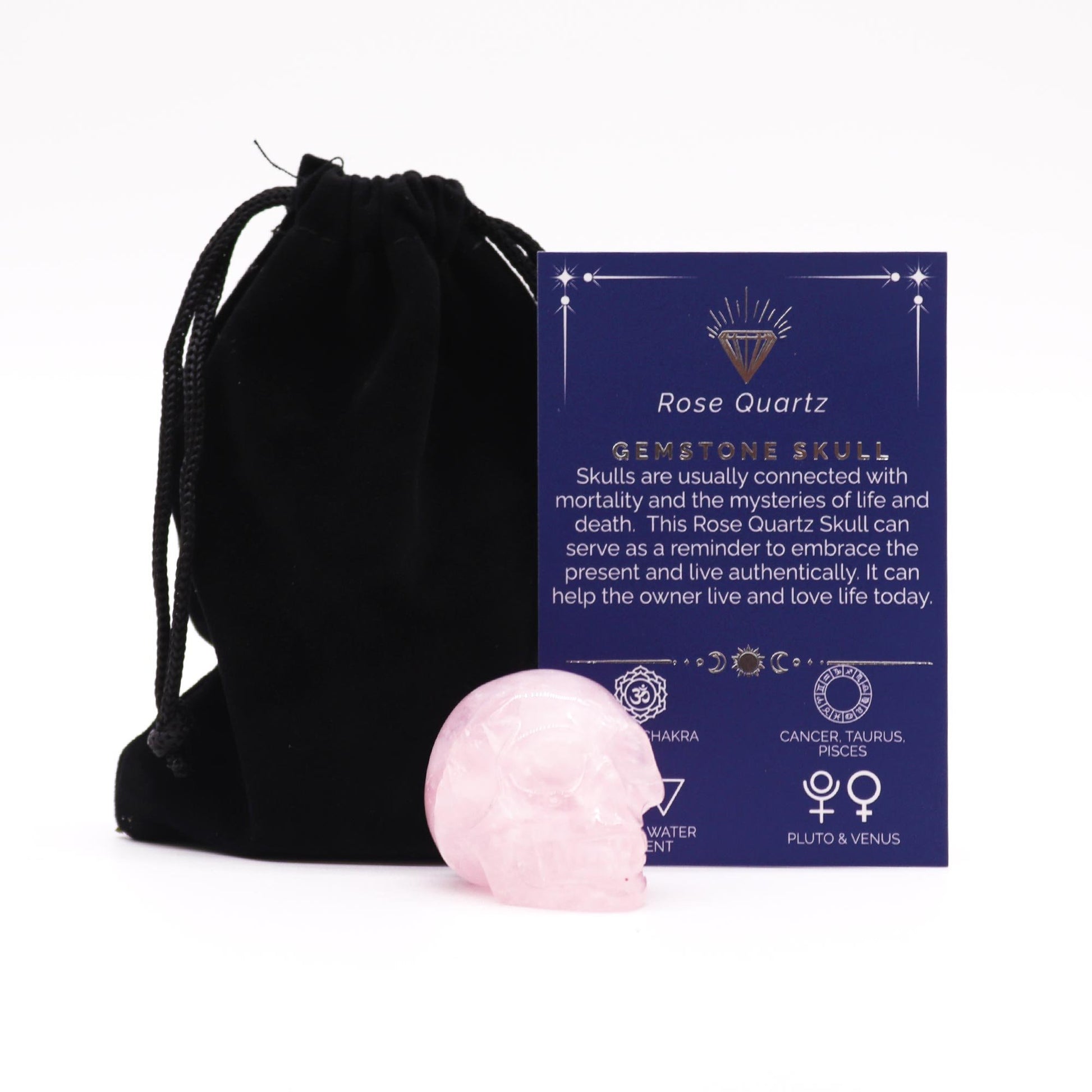 Small Rose Quartz Gemstone Skull | #product_category# - OneRoofGifts
