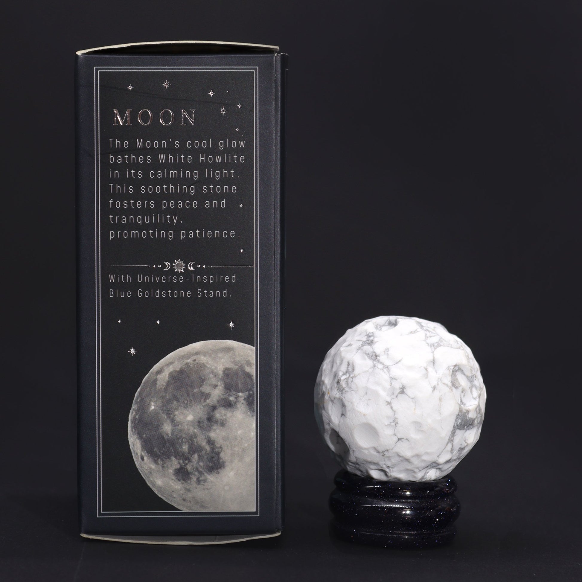 White Howlite Moon Planet on Sola Goldstone Stand | #product_category# - OneRoofGifts