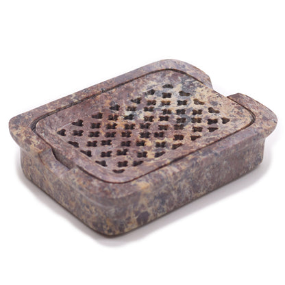 Soapstone Square Soap Dish with Drainer | #product_category# - OneRoofGifts
