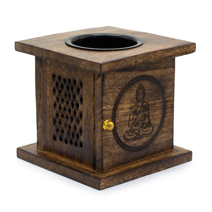 Mango Wood Large Box Burner - Buddha Design | #product_category# - OneRoofGifts