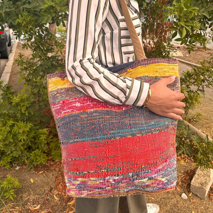 Oversized Recycled Rug Bag in Pink Shades | #product_category# - OneRoofGifts