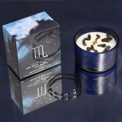 Scorpio Zodiac Crystal Candle with Gemstone Bracelet | #product_category# - OneRoofGifts