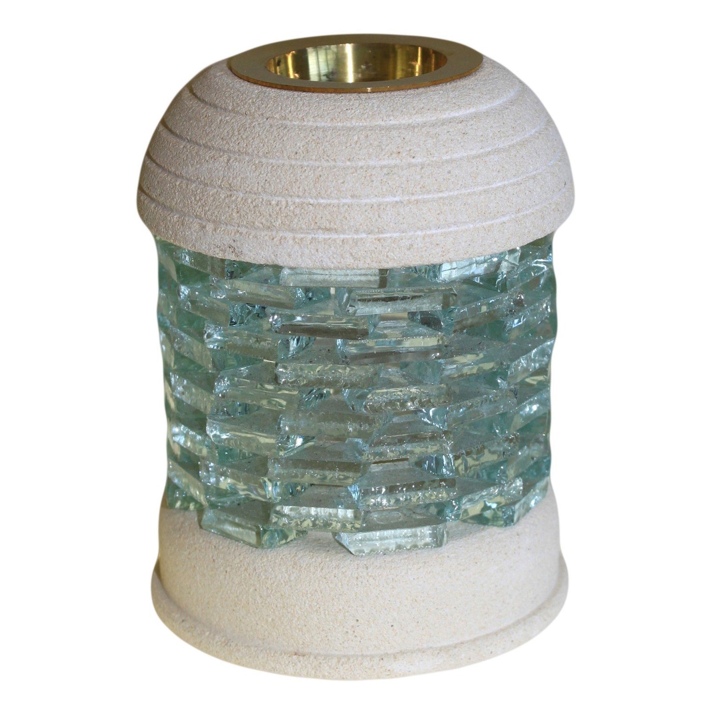 Glass Round Oil Burner with Brick Stone Design | #product_category# - OneRoofGifts