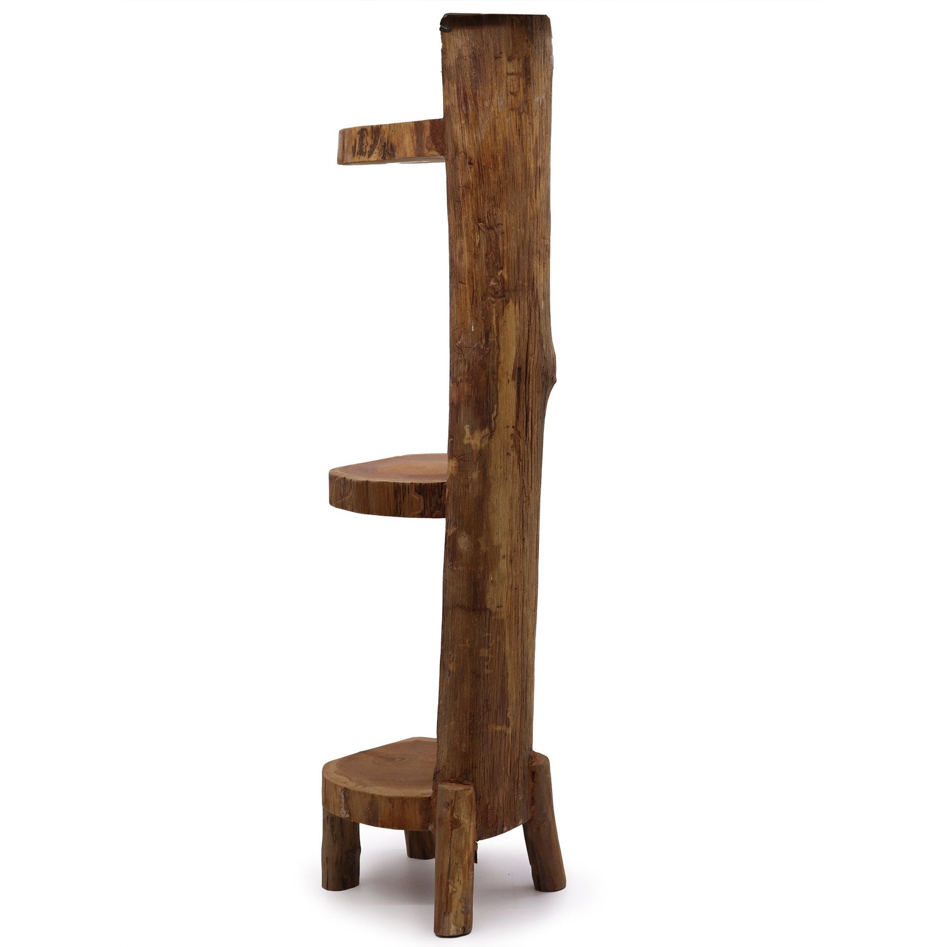 100 cm Natural Teak Log Display Shelf with 3 Shelves | #product_category# - OneRoofGifts