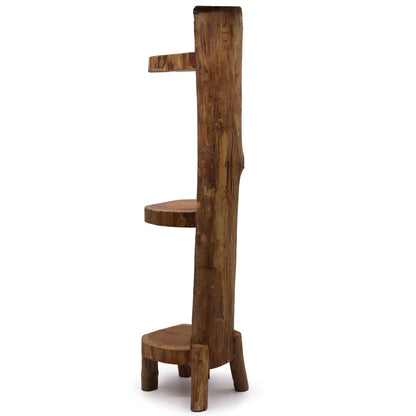 100 cm Natural Teak Log Display Shelf with 3 Shelves | #product_category# - OneRoofGifts