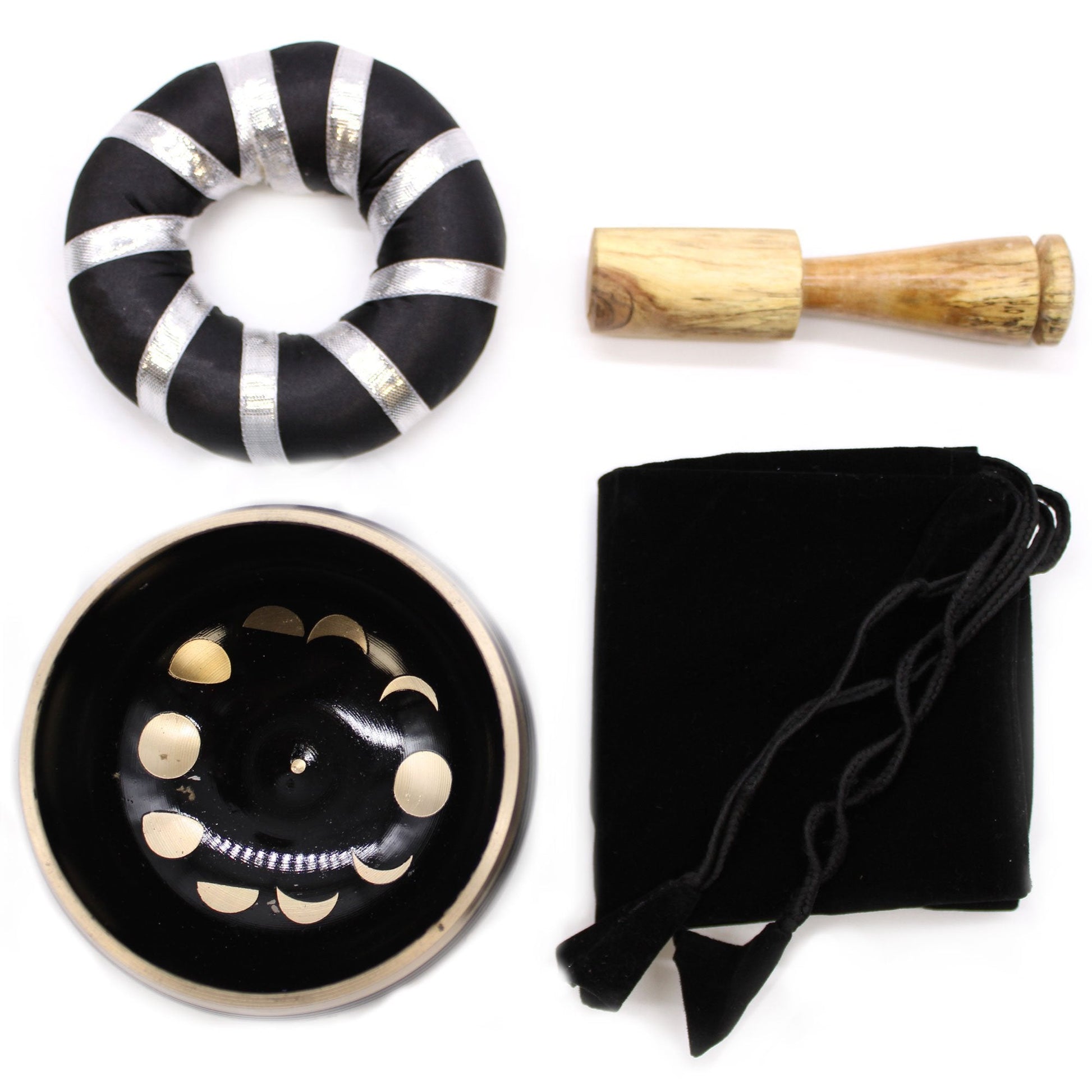 10.7 cm Moon Phase Singing Bowl Set - Black | #product_category# - OneRoofGifts