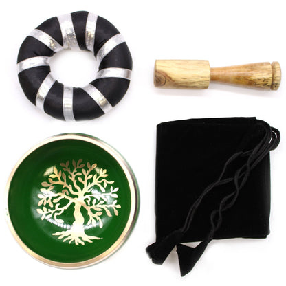 10.7 cm Tree of Life Singing Bowl Set - Green | #product_category# - OneRoofGifts