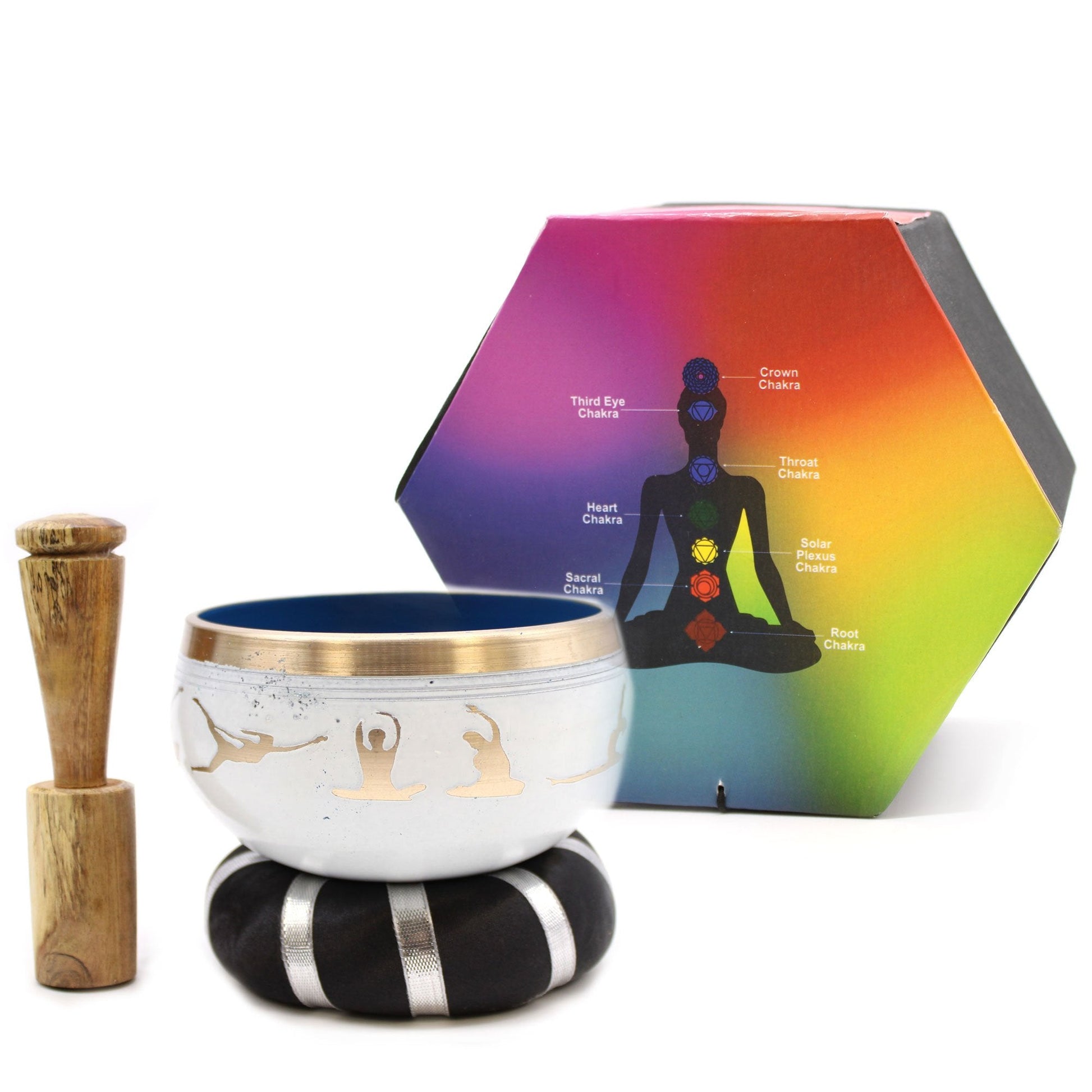 10.7 cm Yoga Singing Bowl Set - White/Blue | #product_category# - OneRoofGifts