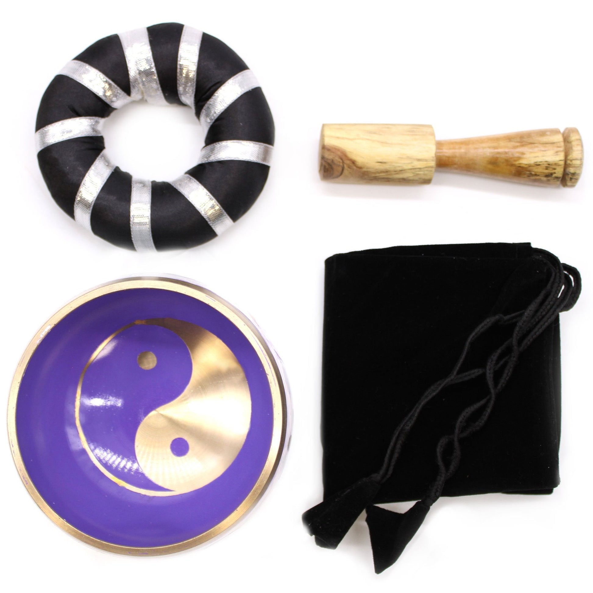 10.7cm Yin & Yang Singing Bowl Set - White/Purple | #product_category# - OneRoofGifts