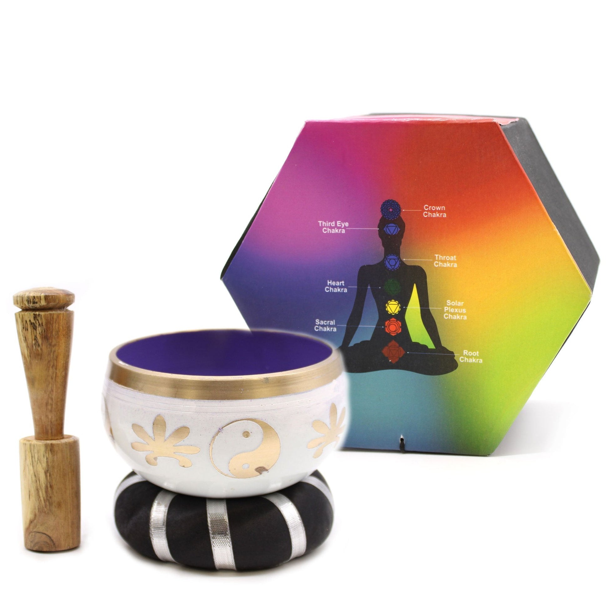 10.7cm Yin & Yang Singing Bowl Set - White/Purple | #product_category# - OneRoofGifts