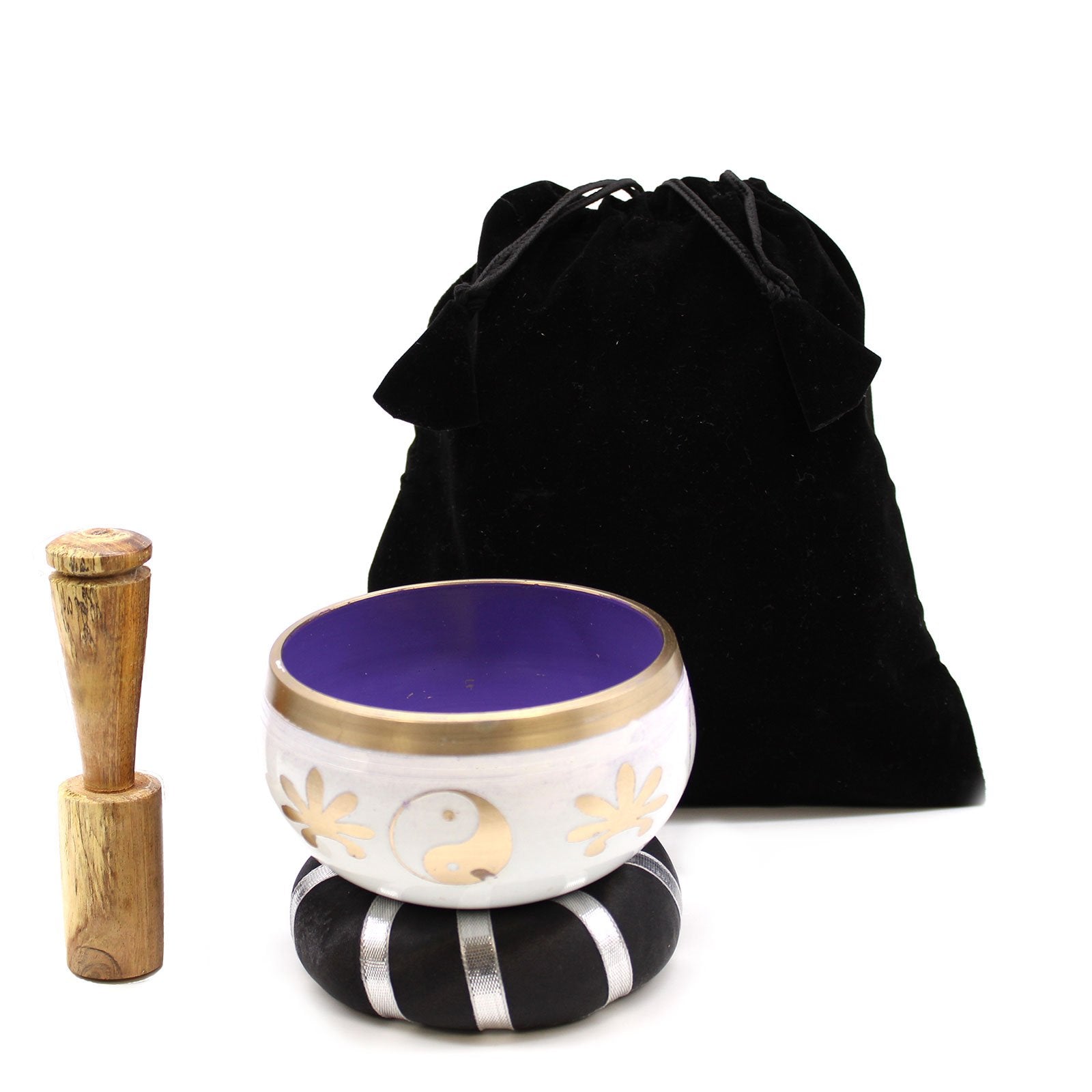 10.7cm Yin & Yang Singing Bowl Set - White/Purple | #product_category# - OneRoofGifts