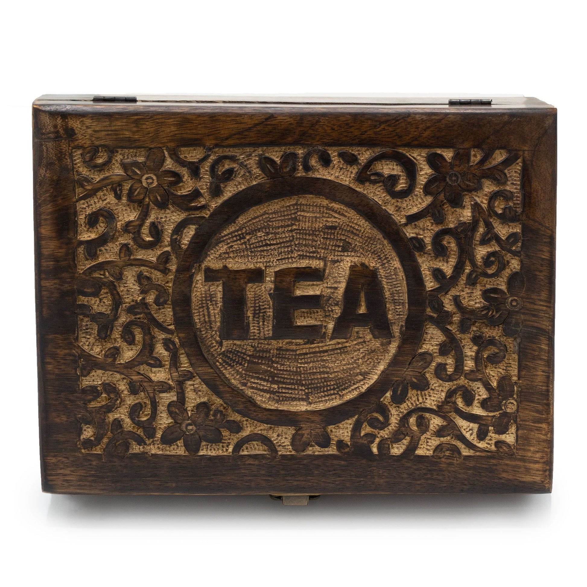 12 - Compartment Carved Mango Wood Tea Box | #product_category# - OneRoofGifts