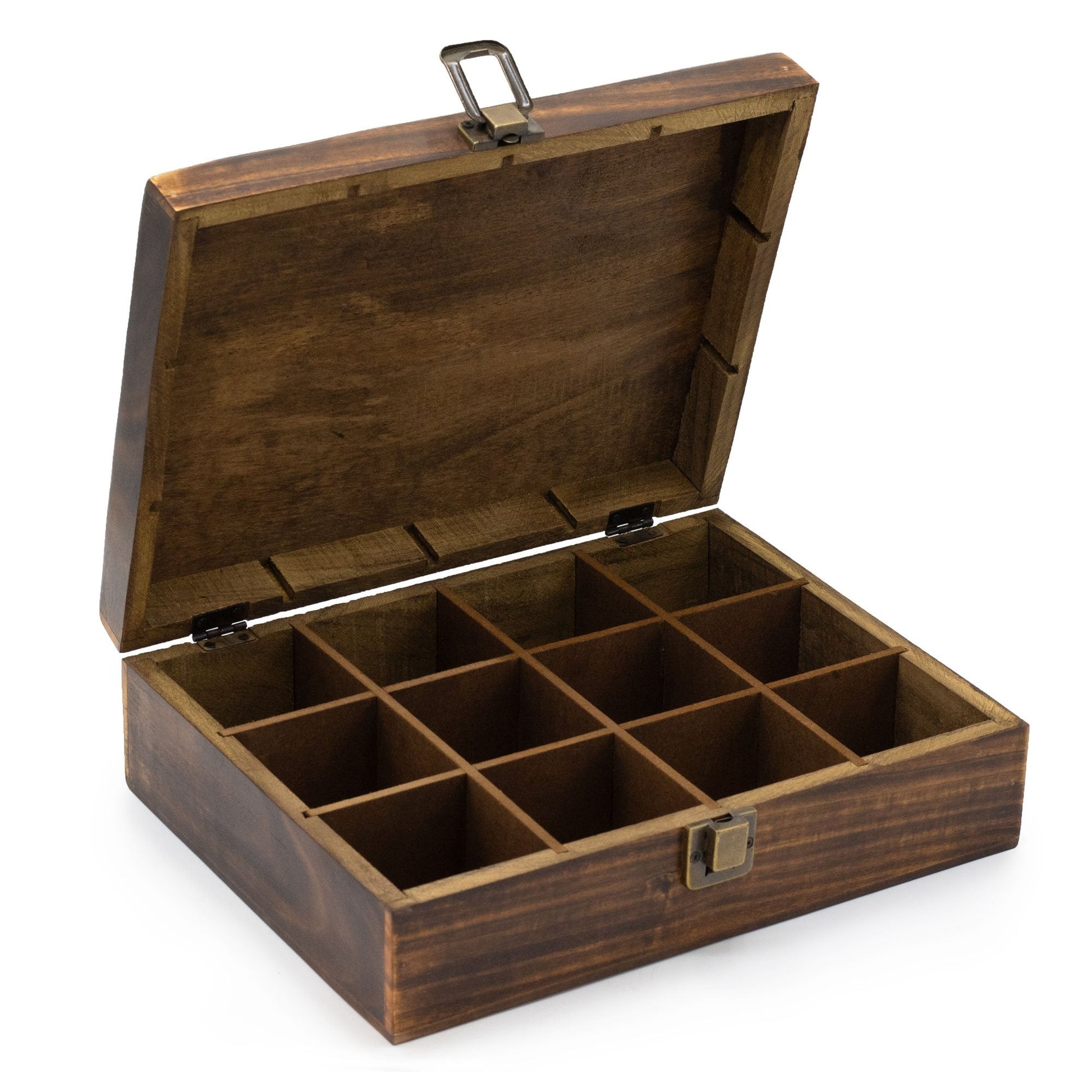 12 - Compartment Carved Mango Wood Tea Box | #product_category# - OneRoofGifts