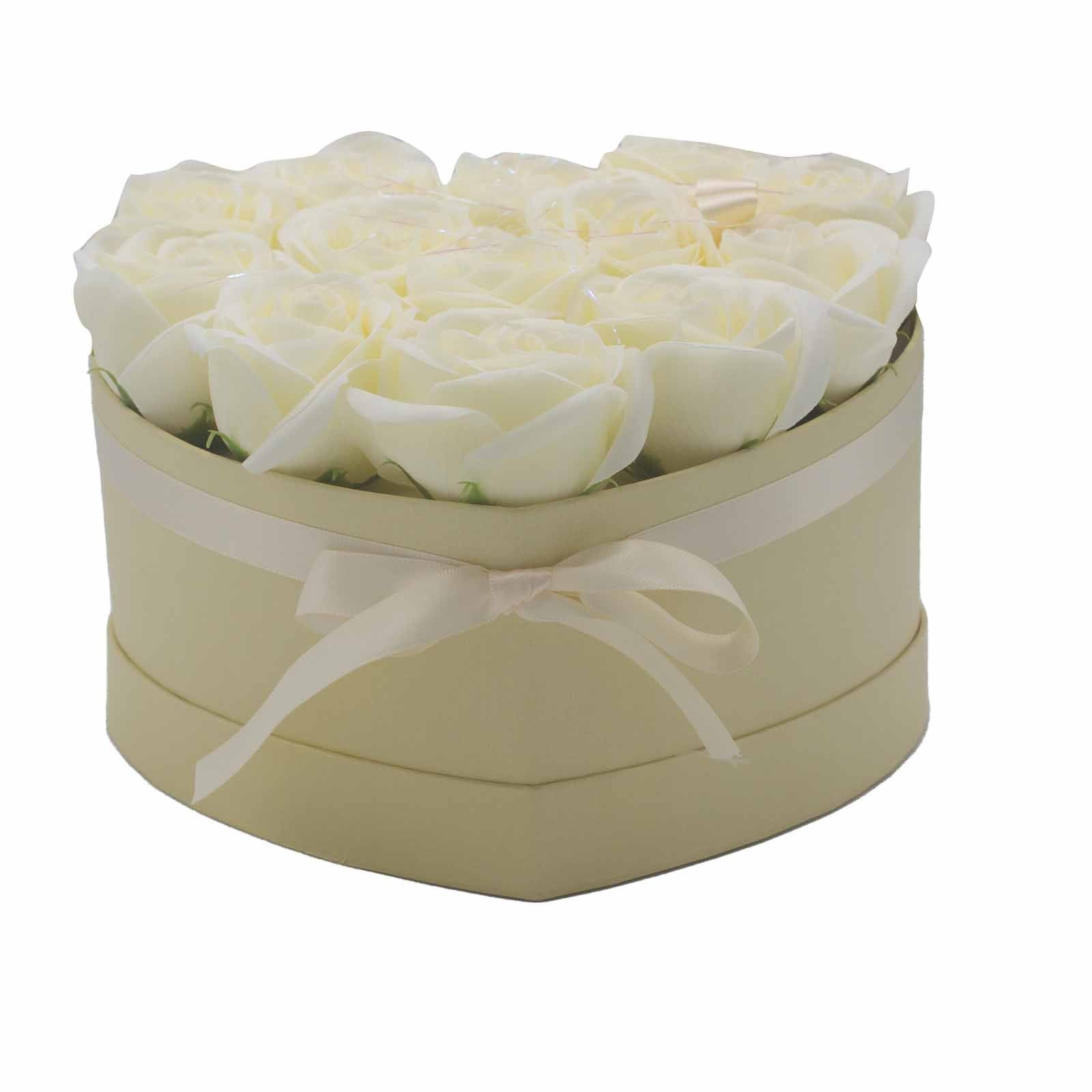 13 Cream Rose Soap Flower Bouquet in Heart Shape | #product_category# - OneRoofGifts