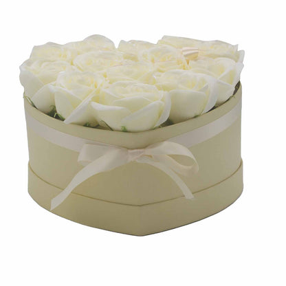 13 Cream Rose Soap Flower Bouquet in Heart Shape | #product_category# - OneRoofGifts