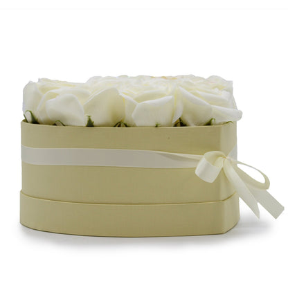 13 Cream Rose Soap Flower Bouquet in Heart Shape | #product_category# - OneRoofGifts