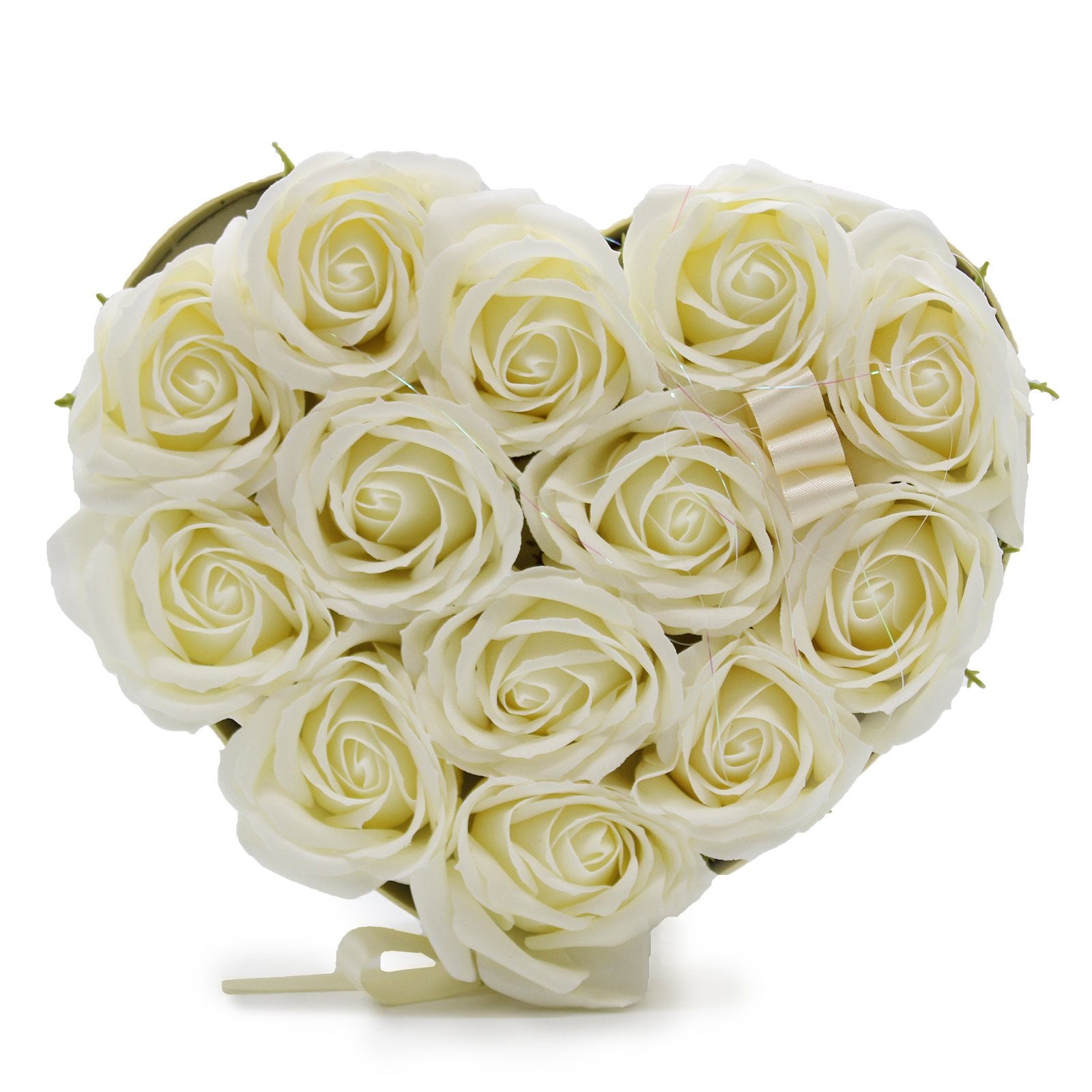13 Cream Rose Soap Flower Bouquet in Heart Shape | #product_category# - OneRoofGifts