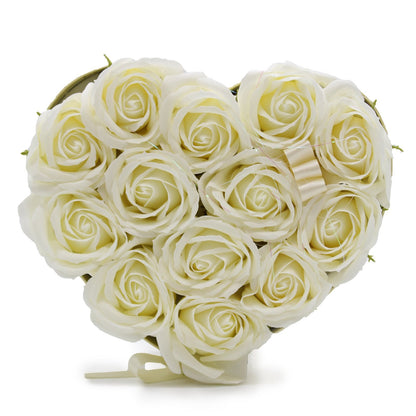 13 Cream Rose Soap Flower Bouquet in Heart Shape | #product_category# - OneRoofGifts