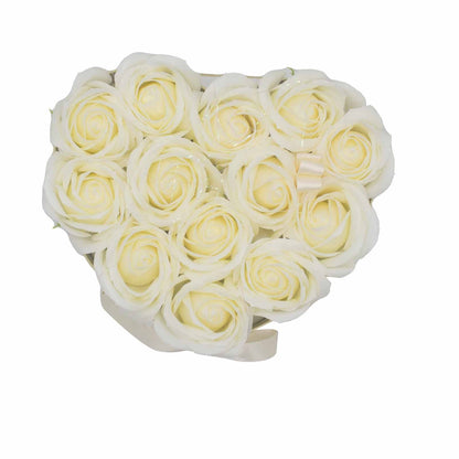 13 Cream Rose Soap Flower Bouquet in Heart Shape | #product_category# - OneRoofGifts