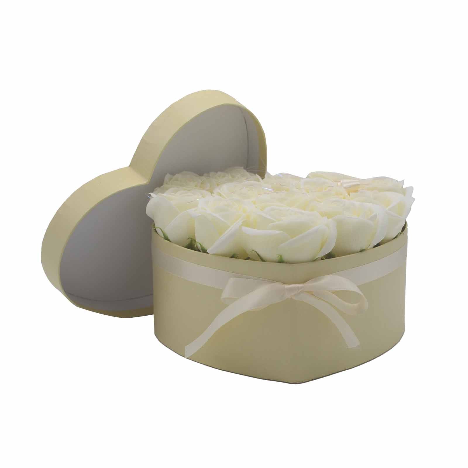 13 Cream Rose Soap Flower Bouquet in Heart Shape | #product_category# - OneRoofGifts