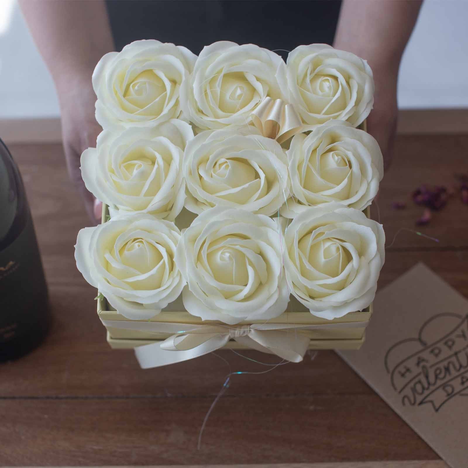 13 Cream Rose Soap Flower Bouquet in Heart Shape | #product_category# - OneRoofGifts