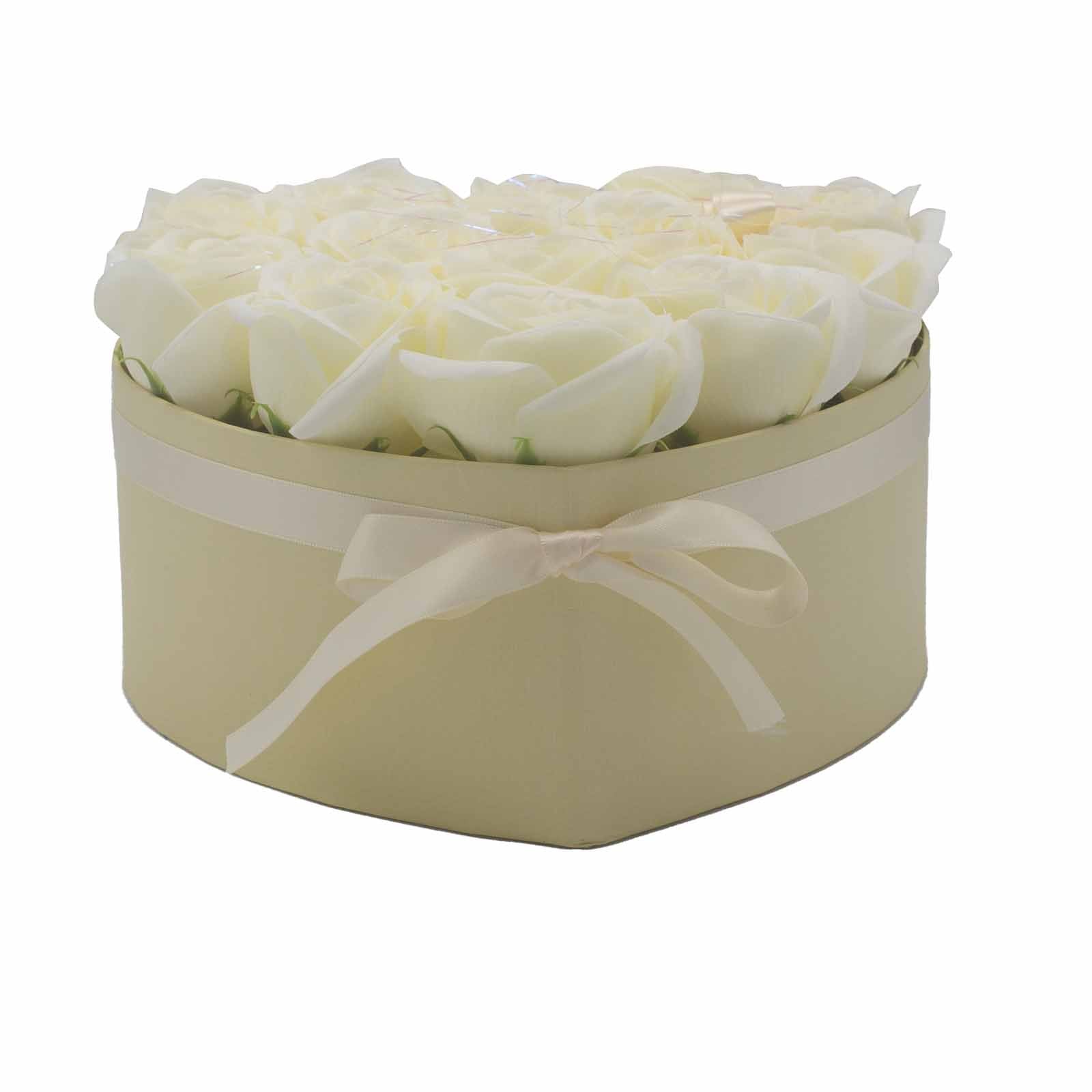 13 Cream Rose Soap Flower Bouquet in Heart Shape | #product_category# - OneRoofGifts