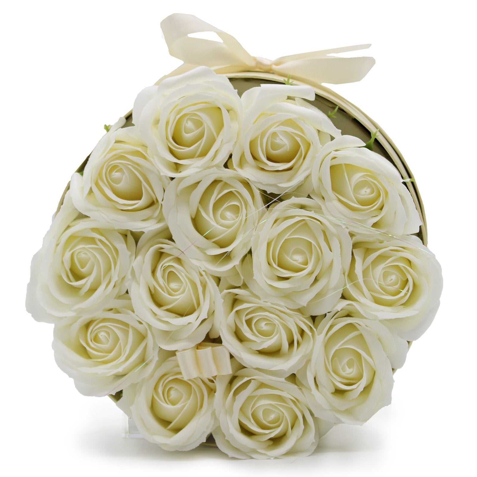 13 Cream Roses Soap Flower Bouquet - Round | #product_category# - OneRoofGifts