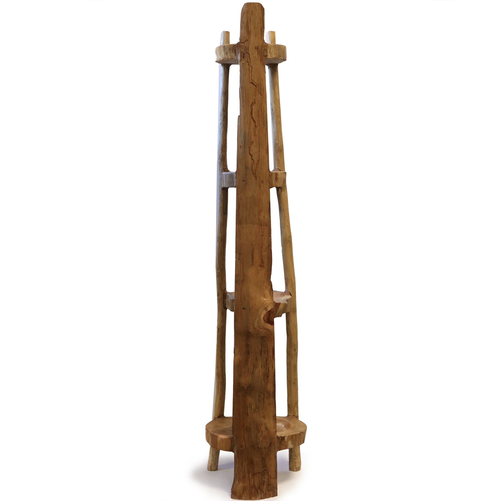 135cm High Natural Teak Corner Shelf Unit with 4 Shelves | #product_category# - OneRoofGifts